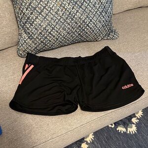 Adidas Women's Athletic Shorts in Black with Pink/Coral Accents